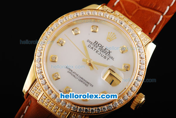 Rolex Datejust Swiss ETA 2836 Automatic Movement White Dial with Diamond Bezel-Diamond Markers - Click Image to Close
